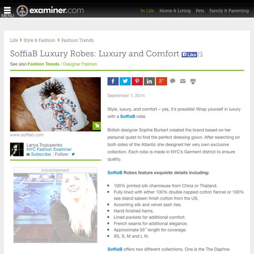 The Examiner - You Can Have Luxury & Comfort with SoffiaB
