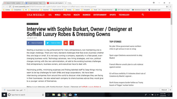 USA Weekly Interviews SoffiaB Luxury Robe Designer